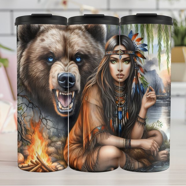 Termo Mujer nativa y oso pardo (Subido por el creador)