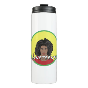 Termo Mujer negra formando la letra J para el 10 de juni