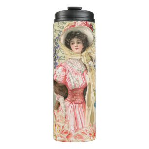 Termo Mujer Victoriana Floral Rosa Regencia