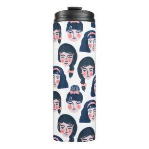 Termo Mujeres caprichosas: arte de la cara Personalizado