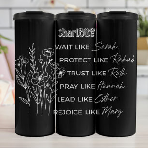 Termo Mujeres cristianas del diseño de la Biblia floral
