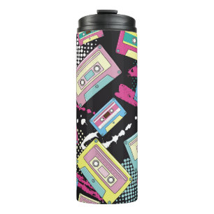 Termo Multi Colored cassettes on a black background seam