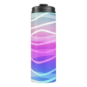 Termo Multicolor claro, diseño arcoiris con líneas plana