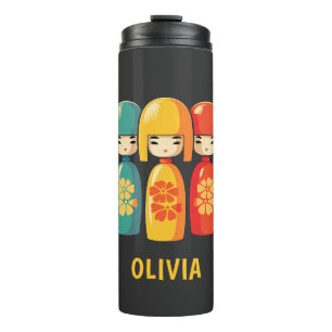Termo Muñecas Kokeshi japonesas lindas 
