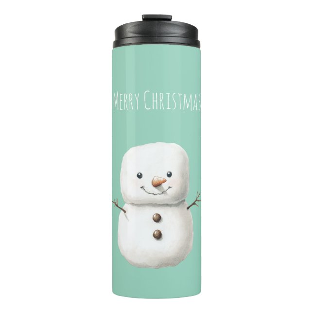 Termo Muñeco de Nieve de Navidad Mono Menta (Anverso)