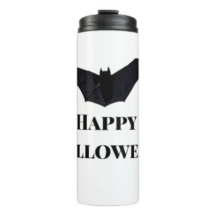 Termo Murciélago negro feliz Halloween agregar texto nom