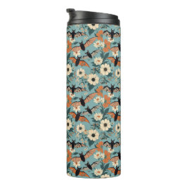 Termo Murciélagos y flores de Halloween con patchwork fl