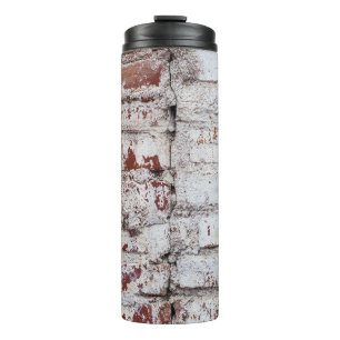 Termo Muro de ladrillo pintado antiguo con pintura blanc