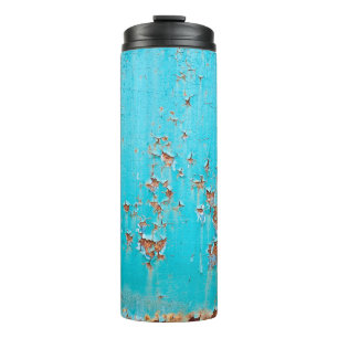 Termo Muro metalizado pintado de azul. Texto de la foto 