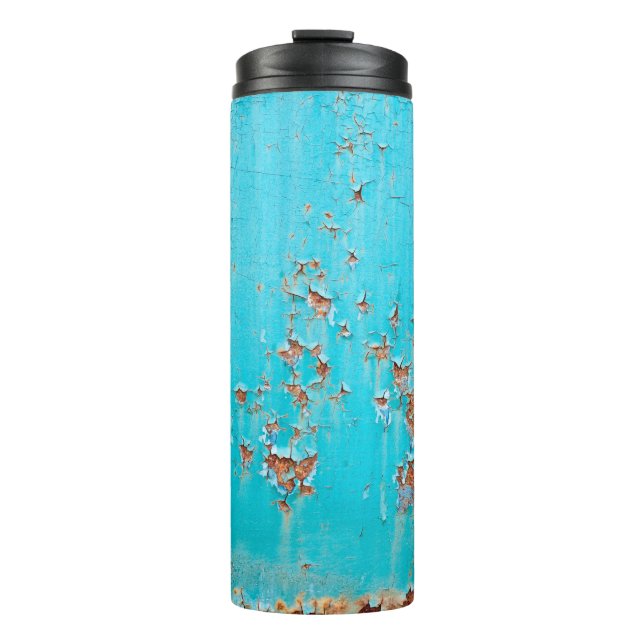 Termo Muro metalizado pintado de azul. Texto de la foto  (Anverso)