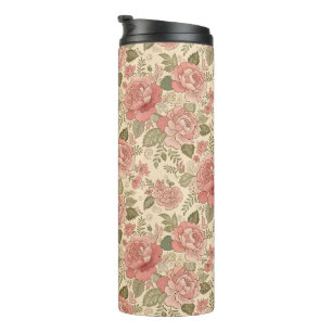 Termo Musa Floral Polvorienta - Estilo Batik Rosa Polvo