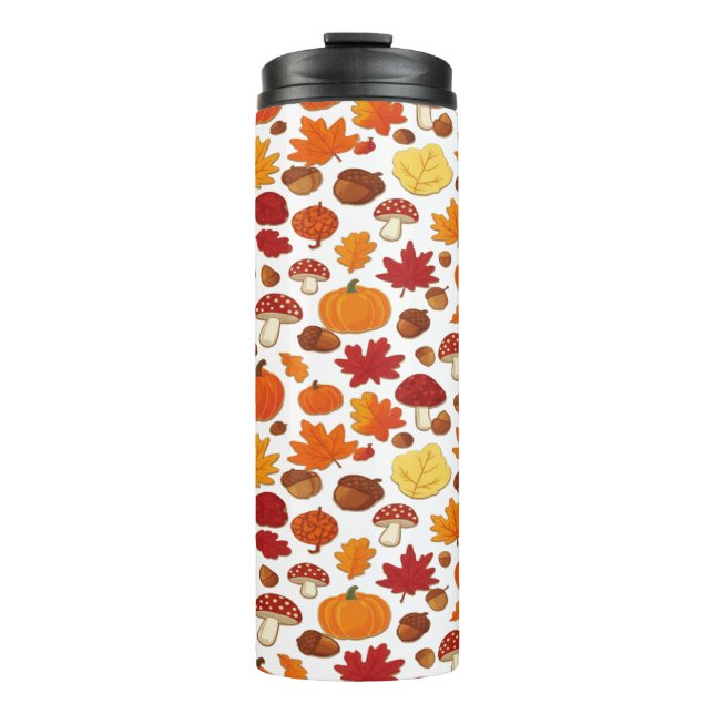 Termo Mushrooms and Falling Leaves Enchanted Autumn (Anverso)