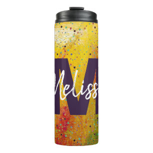 Termo Música de hoja personalizada pintura desgastada té