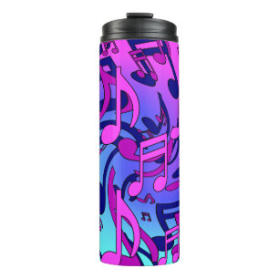 Termo Música Hermosa Notas Animadas Rosa Púrpura Azul Aq