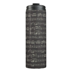 Termo Músico de patrón de notas de música negra vintage