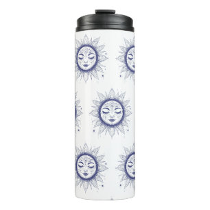 Termo Mystic Moon Face – Celestial Spiritual Line Art