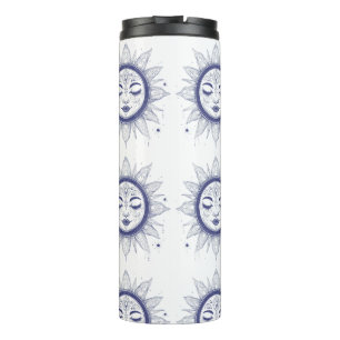 Termo Mystic Moon Face – Celestial Spiritual Line Art