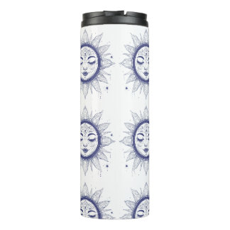 Termo Mystic Moon Face – Celestial Spiritual Line Art