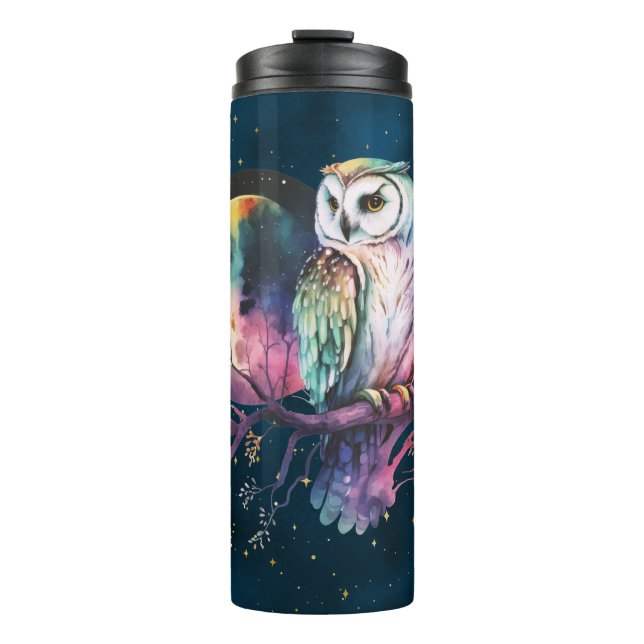 Termo Mystical Rainbow Owl y Full Moon Celestial (Anverso)