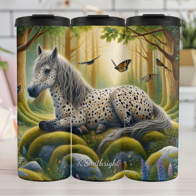 Termo Mystical Spotted Horse Forest Butterflies (Subido por el creador)