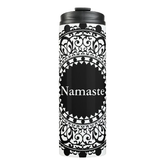 Termo Namaste Black & White Floral Mandala (Anverso)