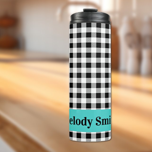 Termo Name, Buffalo Check Turquoise 12oz Thermal Tumbler (Subido por el creador)