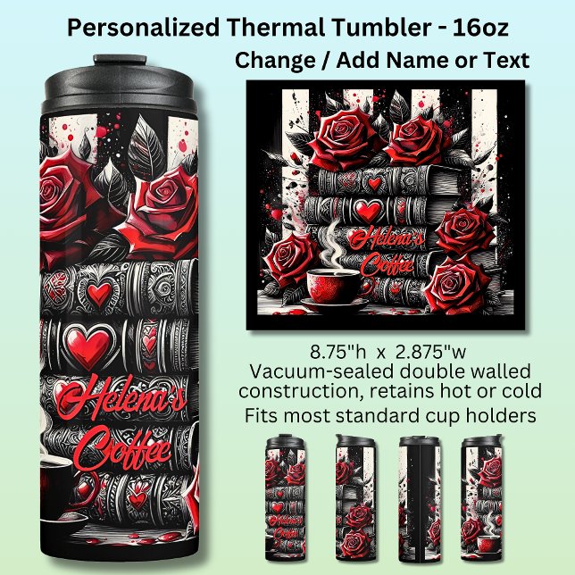 Termo Name Text, Red Roses Hearts & Books (Subido por el creador)