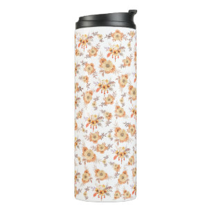 Termo Naranja acuarela Flor Floral Boho