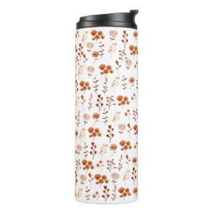 Termo Naranja acuarela Flor Floral Boho