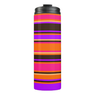 Termo Naranja audaz, magenta y rayado púrpura - Tumbler