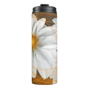 Termo Naranja blanco negro de las flores del tumbler tér