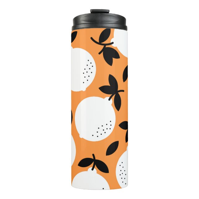 Termo Naranja Bliss: Exquisito patrón de fruta (Anverso)