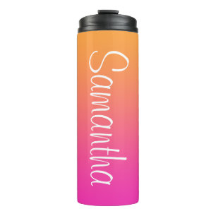 Termo Naranja Brillante y Rosa Ombre Personalizado