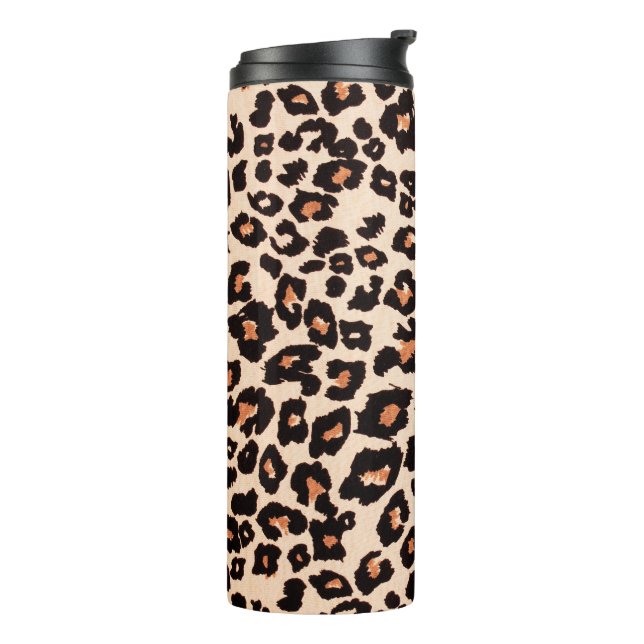 Termo Naranja Brown Black Leopard Animal Print (Rotado hacia la izquierda)