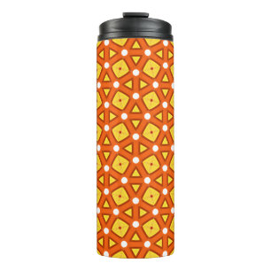Termo Naranja cuadrado y triángulo naïve patrón retro
