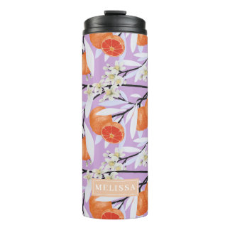 Termo Naranja Floral de ramas de crecimiento de cítricos