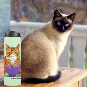 Termo Naranja Ginger Coffee Cat Funny