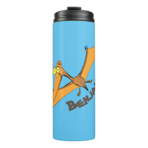 Termo Naranja lindo y gracioso personalizado pterodáctil