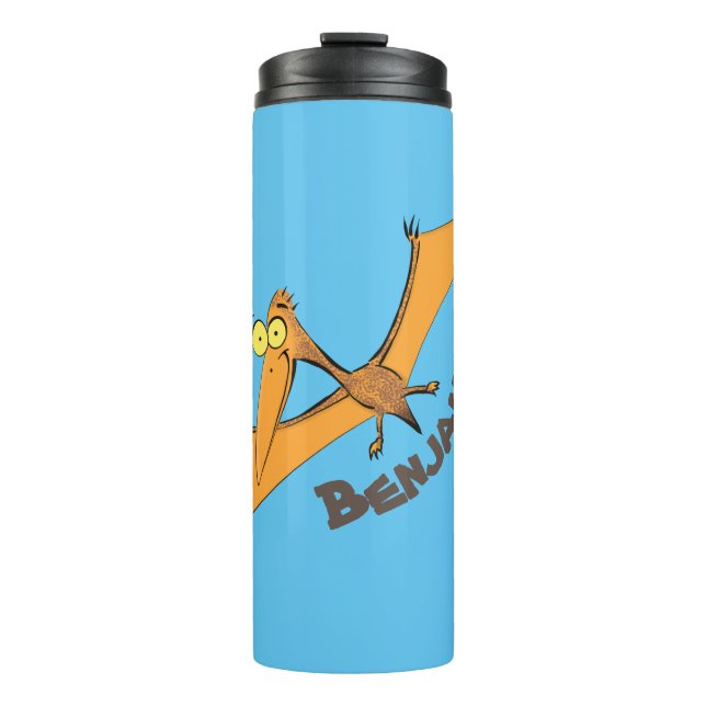Termo Naranja lindo y gracioso personalizado pterodáctil (Anverso)