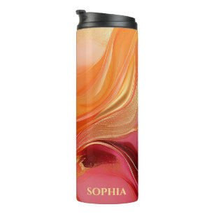 Termo Naranja Moderna Rosa y Dorado- 
