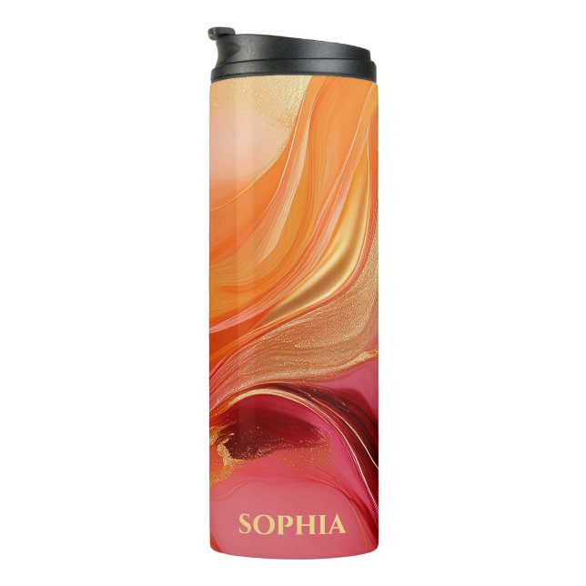 Termo Naranja Moderna Rosa y Dorado-  (Rotado hacia la derecha)