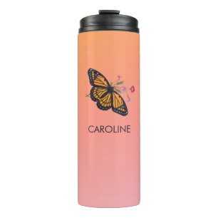 Termo Naranja personal monarca inspiradora mariposa