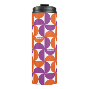 Termo Naranja personalizado y morado del siglo medio mod