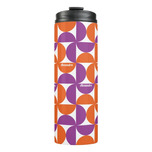 Termo Naranja personalizado y morado del siglo medio mod (Anverso)