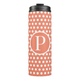 Termo Naranja Polka Dots letra inicial Tumbler térmico
