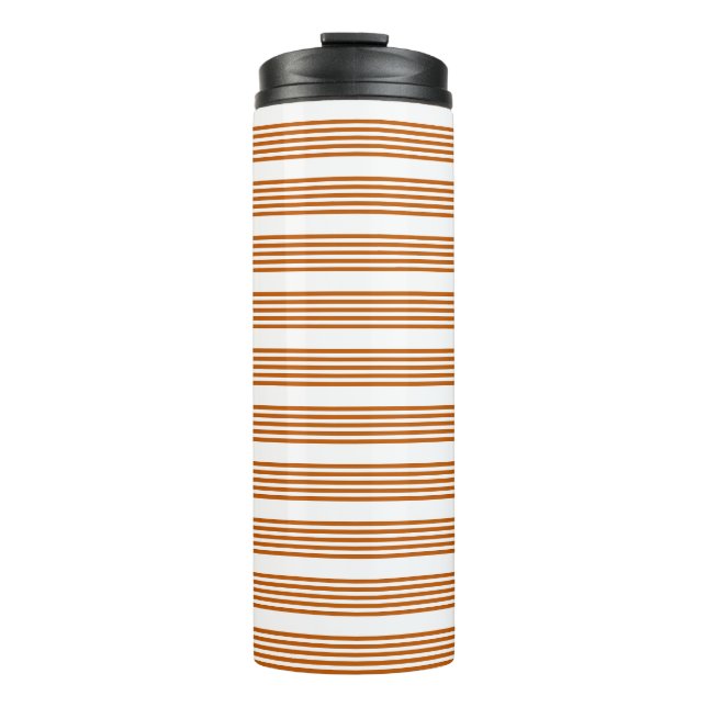 Termo Naranja quemado y patrón blanco de cinco bandas (Anverso)