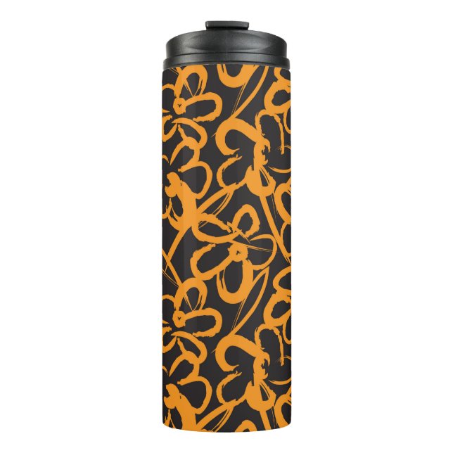 Termo Naranja Rodamientos de pincel Floral retroceso de  (Anverso)