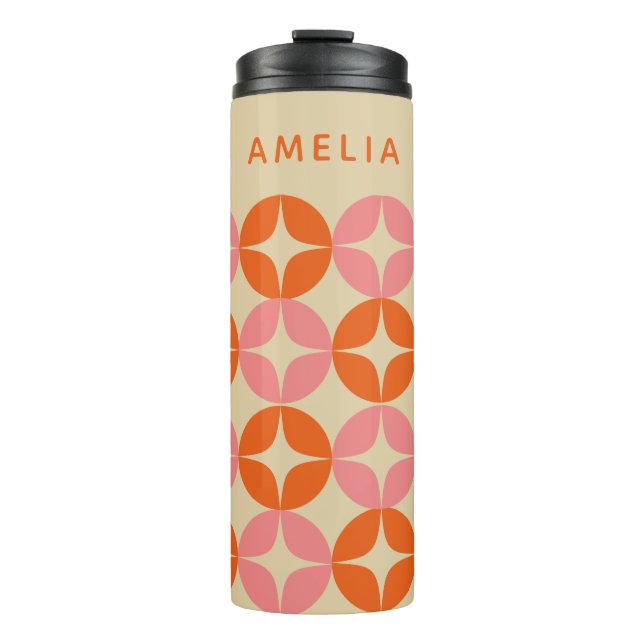 Termo Naranja rosado medio Mod Geométrico Personalizado (Anverso)