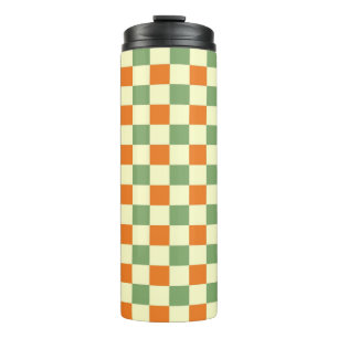 Termo Naranja Verde Brown Checkered Gingham Pattern