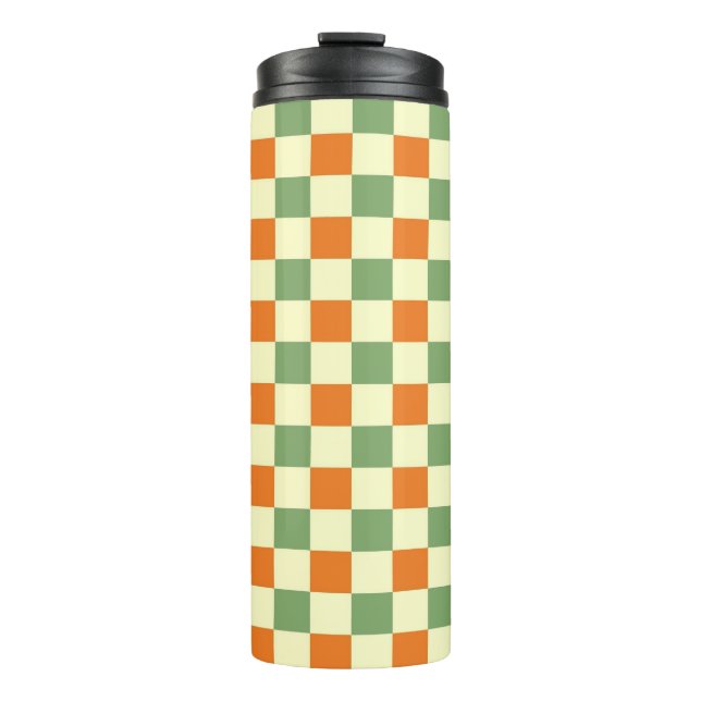 Termo Naranja Verde Brown Checkered Gingham Pattern (Anverso)